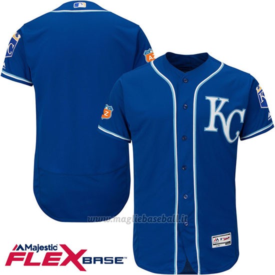 Maglia Baseball Uomo Kansas City Royals Blank Blu Flex Base Autentico Collezione Allenamento Primaverile